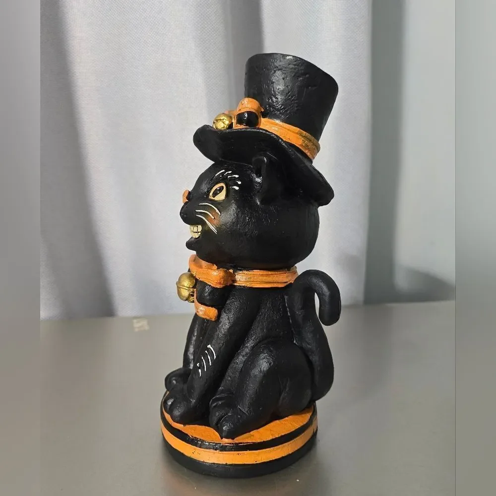 New Resin Vintage Cat Tabletop Decor, Black & Orange, 10